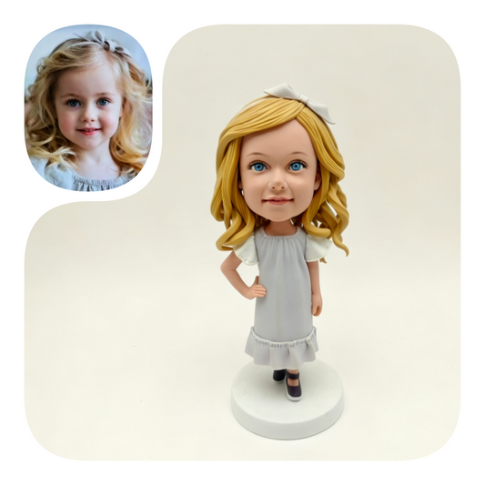 Custom handmade polymer clay figurine sculpted as a personalized keepsake by LustarStudio