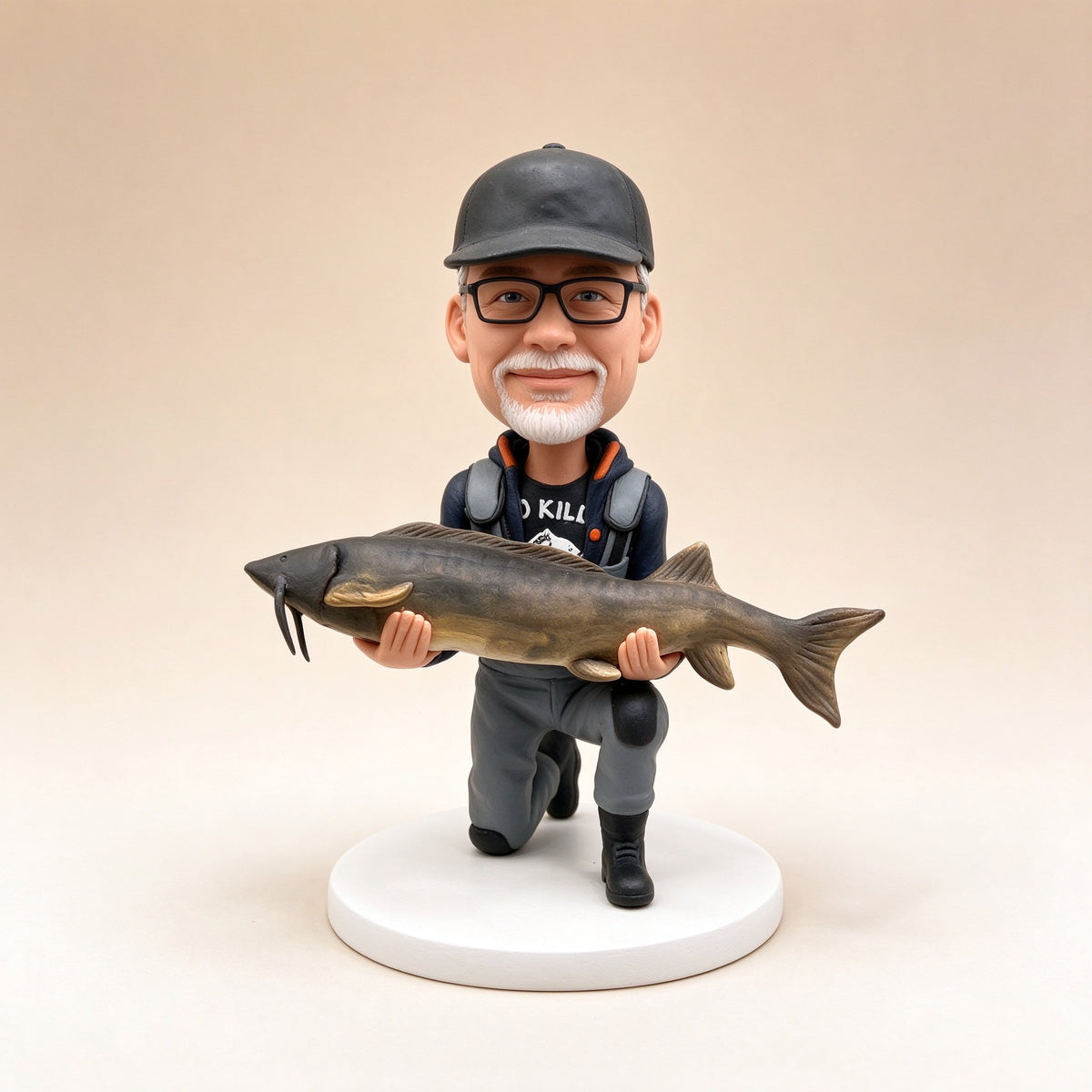 Custom fisherman figurine hand-sculpted from a photo