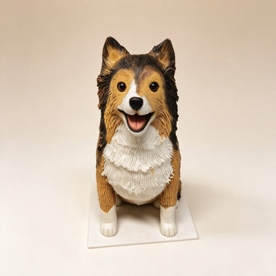 Custom Sheltie figurine hand-sculpted from a photo